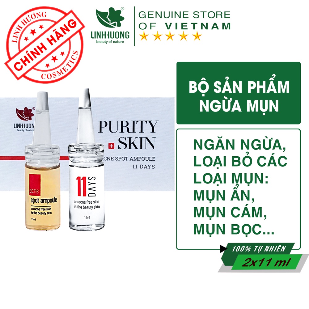 Bộ Serum mụn Linh Hương Purity Skin 11ml đánh bay mụn hết thâm làm mịn da hiệu quả trong 11 ngày