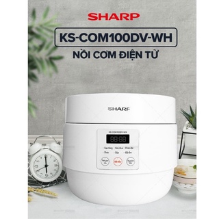 Nồi Cơm Điện Sharp KS-COM100DV-WH 1L (Hẹn Giờ, Mâm Nhiệt 3D, 6 Chức Năng Nấu)