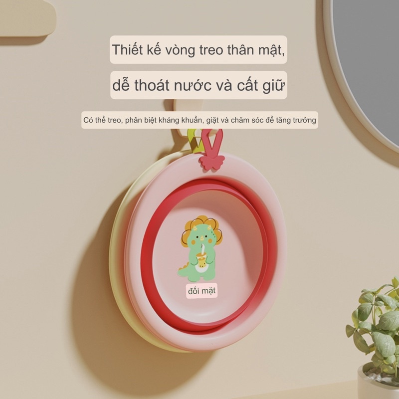 Chậu rửa mặt gấp gọn treo tường cho bé