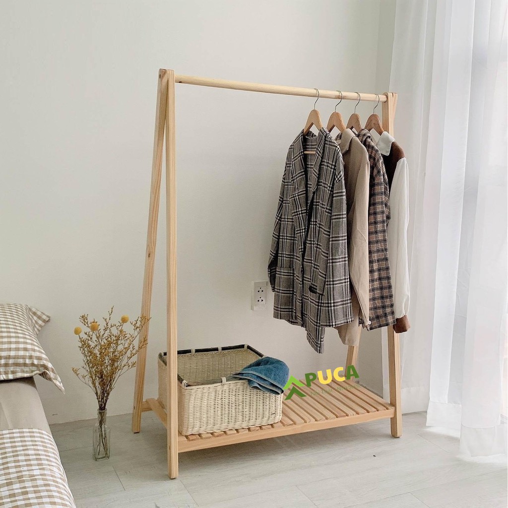 [𝗖𝗼̛̃ 𝗹𝗼̛́𝗻, 𝗴𝗼̂̃ 𝘁𝗵𝗼̂𝗻𝗴] giá treo, cây treo quần áo 1 tầng,2 tầng gỗ thông tự nhiên Newzealand theo phong cách Hàn Quốc | BigBuy360 - bigbuy360.vn