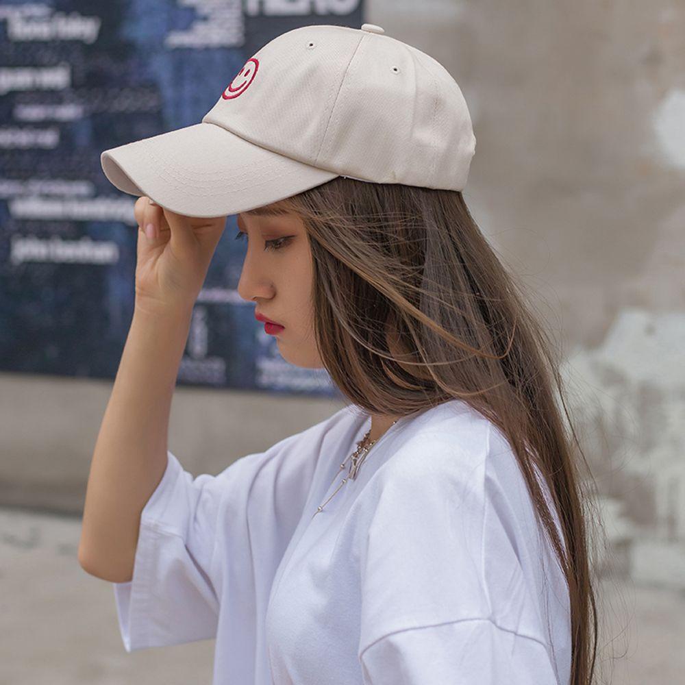 Qqmall Mũ Lưỡi Trai Chống Nắng Thêu Hình Mặt Cười Nhiều Màu Tùy Chỉnh Phong Cách Hipster Hàn Quốc Cho Nữ