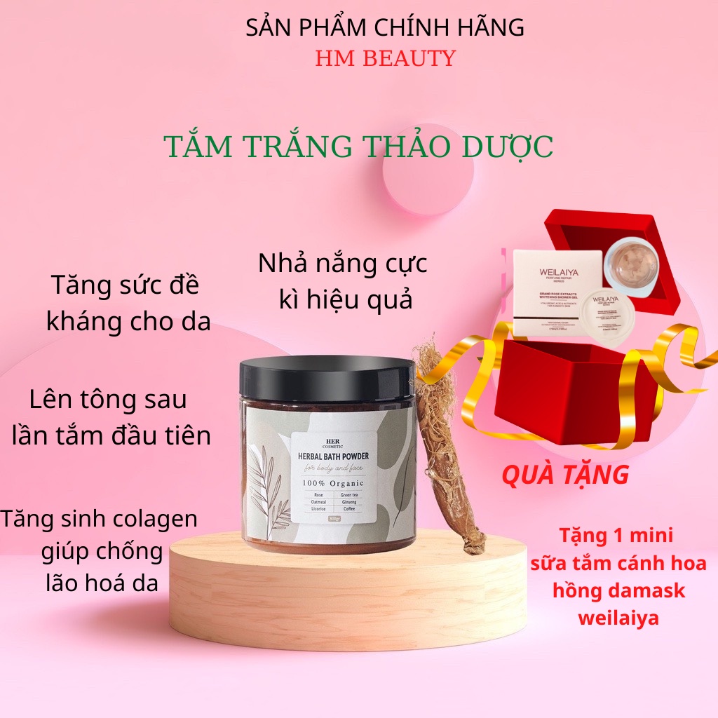 Tắm Trắng Thảo Dược Herbal Bath Powder - Her Cosmetic 300 g | BigBuy360 - bigbuy360.vn