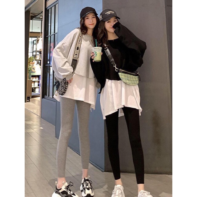 Áo Sweater Oversize tay dài phối trắng