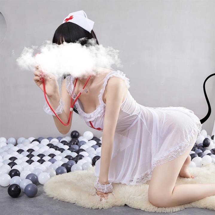 Bộ đồ cosplay sexy nữ ý tá váy trắng gợi cảm quyến rũ tặng kèm quần chip 783 | BigBuy360 - bigbuy360.vn