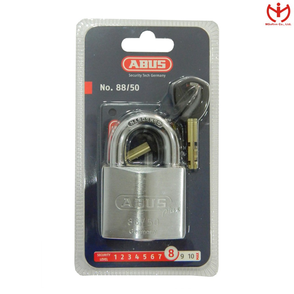 [Q5.HCM] Ô khóa ABUS 88/50 Plus thân đồng rộng 50mm bọc Crom lõi lá 3 chìa vuông - MSOFT