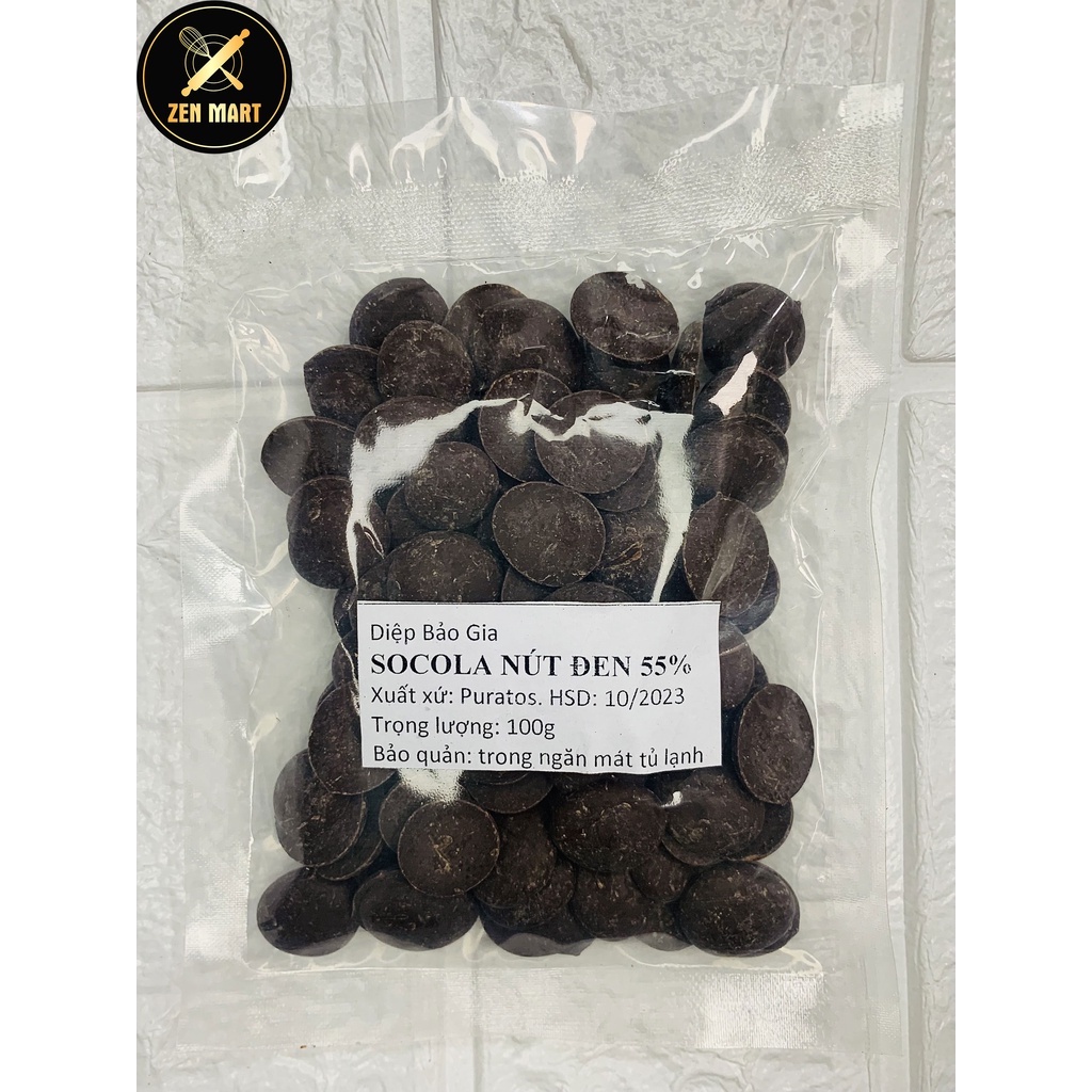 Socola đen Puratos hạt nút 55% 100gr