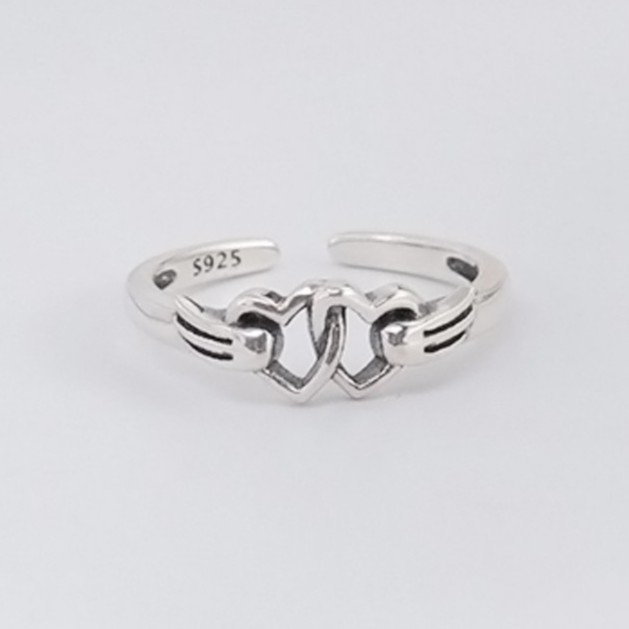 Nhẫn Bạc Nữ S925 Hình Trái Tim Đôi Gắn Kết Yêu Thương - N1739 - Bảo Ngọc Jewelry