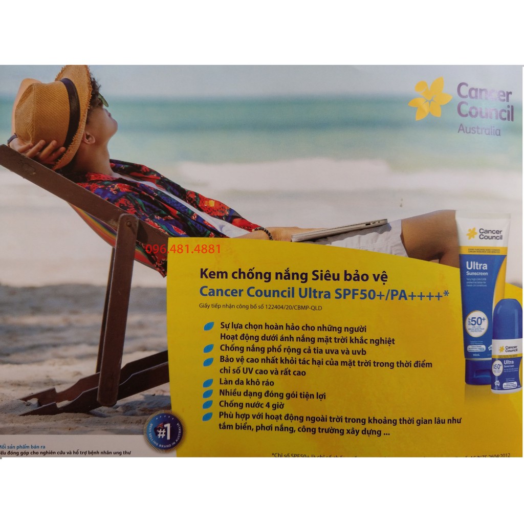 [CHÍNH HÃNG] Siêu kem chống nắng Cancer Council Ultra Sunscreen MINI 35ml SPF50/PA++++