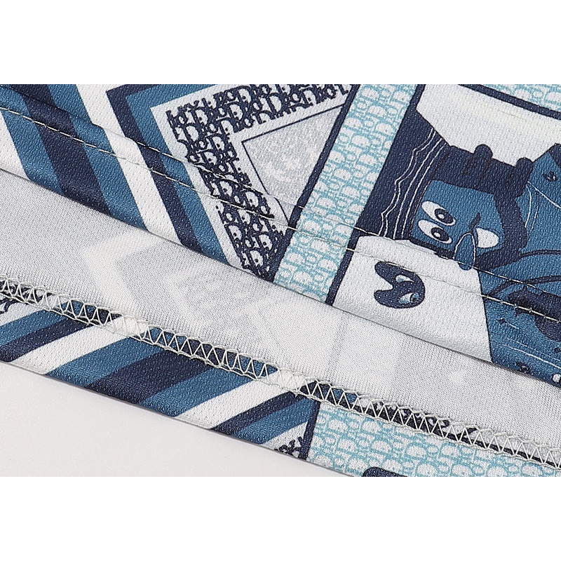 D &amp; Hoặc Áo Sơ Mi In Họa Tiết Kim Cương Khung Ảnh Thấp Thời Trang Mùa Hè Giản Dị