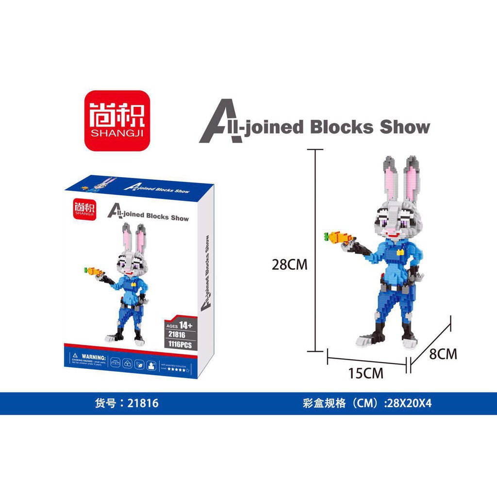 Mô Hình Đồ Chơi Thỏ Và Cáo Hoạt Hình mini nano block Valentine 'S day girl