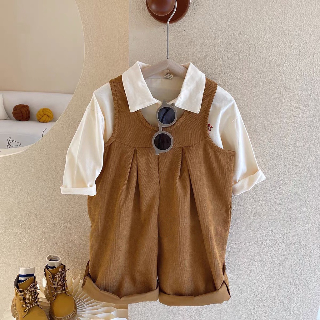 Set yếm nhung tăm nâu be cho bé gái 10-20kg