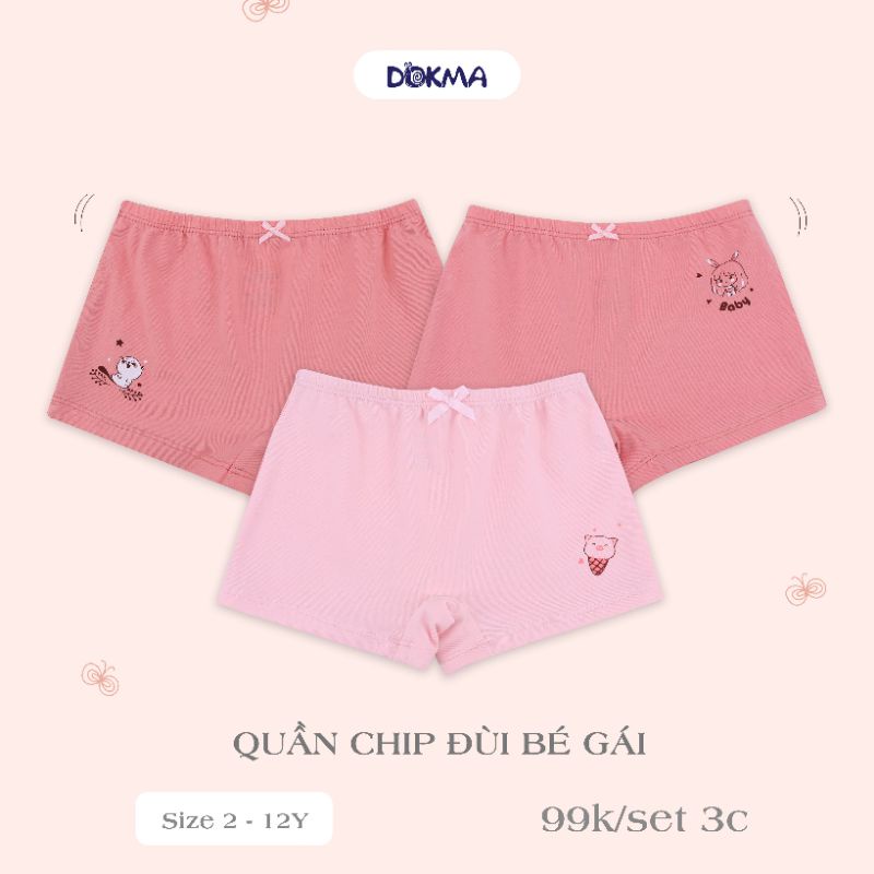 [Dokma] Set 3 chiếc QUẦN CHÍP đùi cao cấp bé gái size 2-8Y