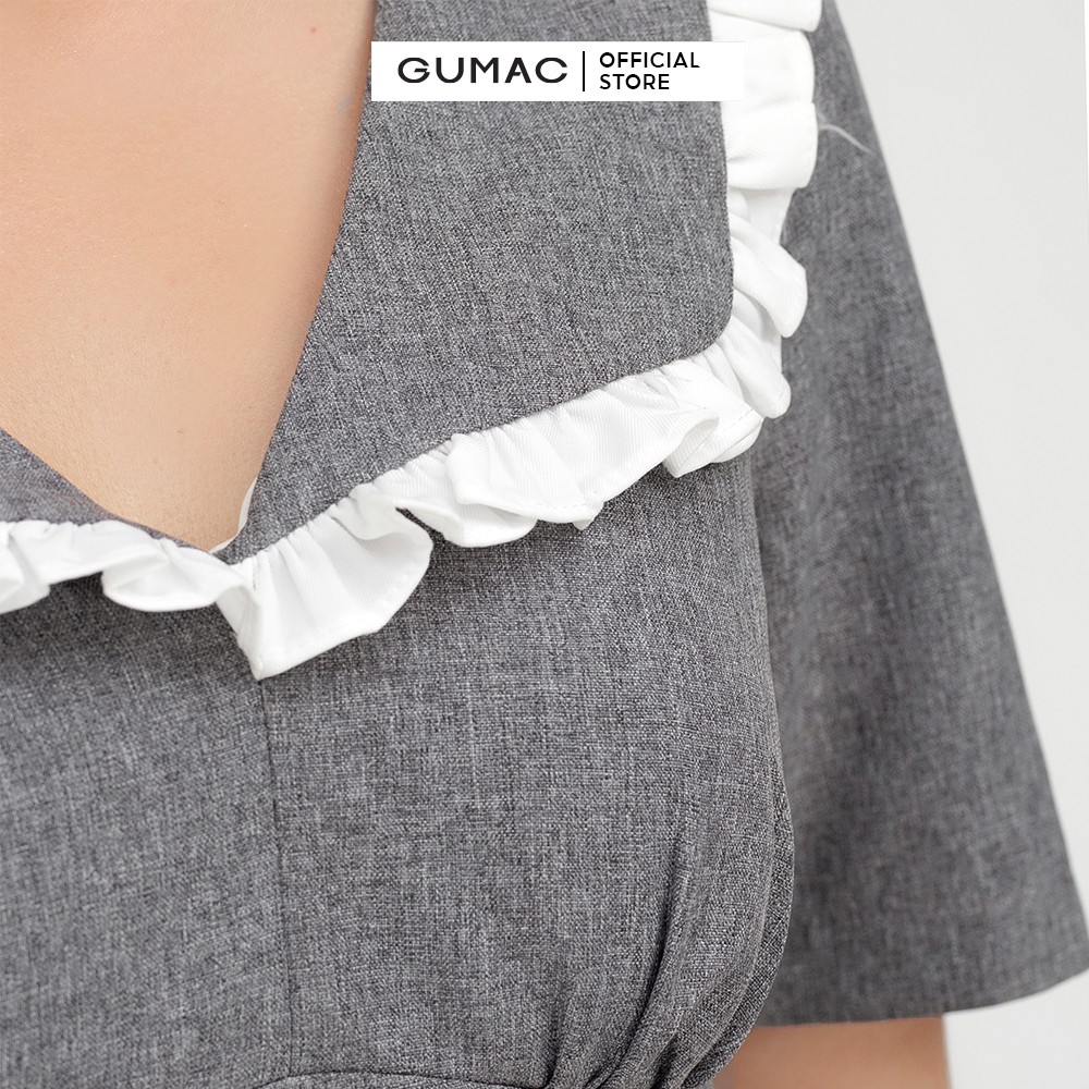 [Mã MABR07062 giảm 8% tối đa 50K đơn từ 249K] Đầm thiết kế nữ cổ V GUMAC màu xám kiểu dáng cúp ngực DB573 | BigBuy360 - bigbuy360.vn