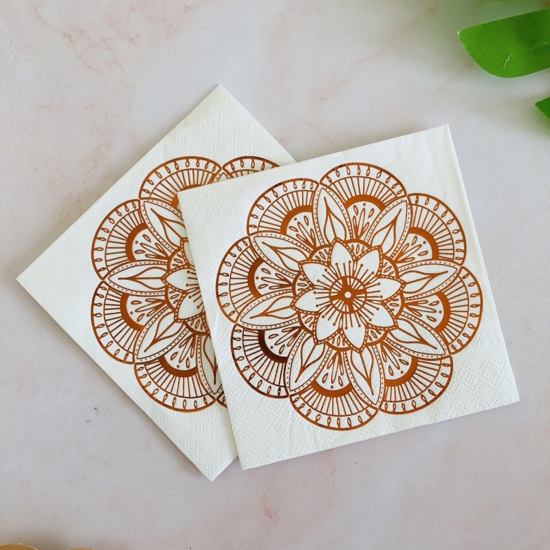 Set 40 Đĩa Giấy Dùng Một Lần Họa Tiết Hoa Hồng