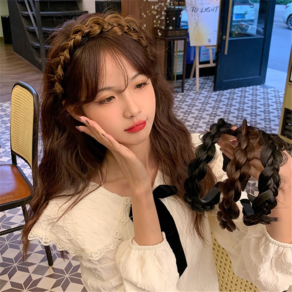 Băng Đô Kiểu Tóc Bện Chống Trượt Chịu Nhiệt Độ Cao Hình Xương Cá Dễ Thương Cho Bạn Gái