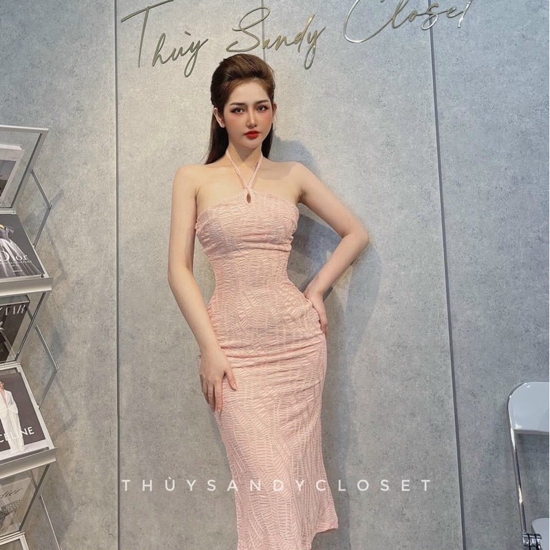 Đầm body cổ yếm form dài chất xốp co dãn LYNG alohashop91