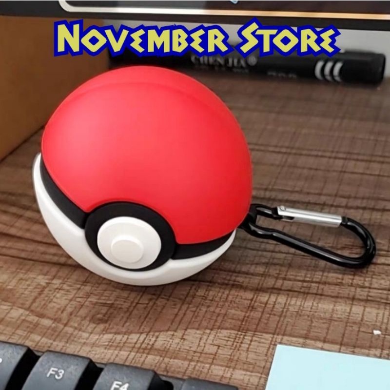 Ốp case Galaxy Buds 2 / Buds Pro / Buds Live hình Pokeball - Case Buds Pokeball - Tặng kèm móc treo