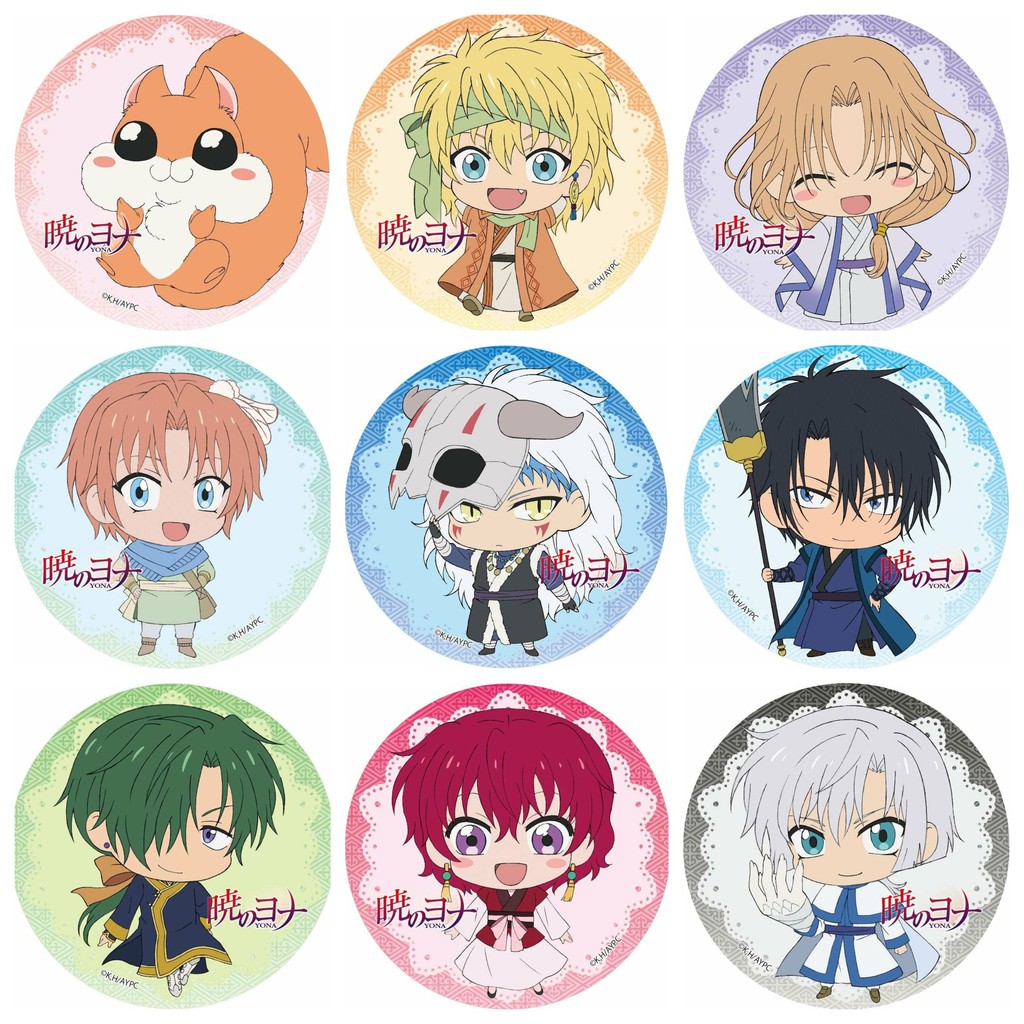 Combo 9 huy hiệu cài áo IN HÌNH Akatsuki no Yona Công chúa bình minh anime chibi dễ thương tiện lợi