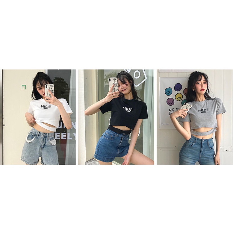 Áo Thun BH  Croptop Ngắn Tay Dáng Ôm Thời Trang Mùa Hè 2021 Dành Cho Nữ