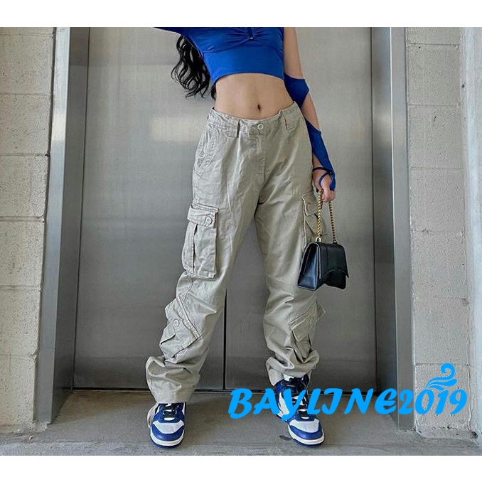 Quần Jean Dài Lưng Cao Phong Cách Đường Phố Cá Tính Cho Nữ