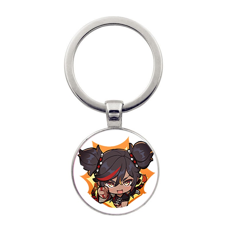 (KL25) Móc khóa tròn kim loại hình NHÂN VẬT GENSHIN IMPACT game chibi anime M5 treo túi treo chìa khóa phong cách