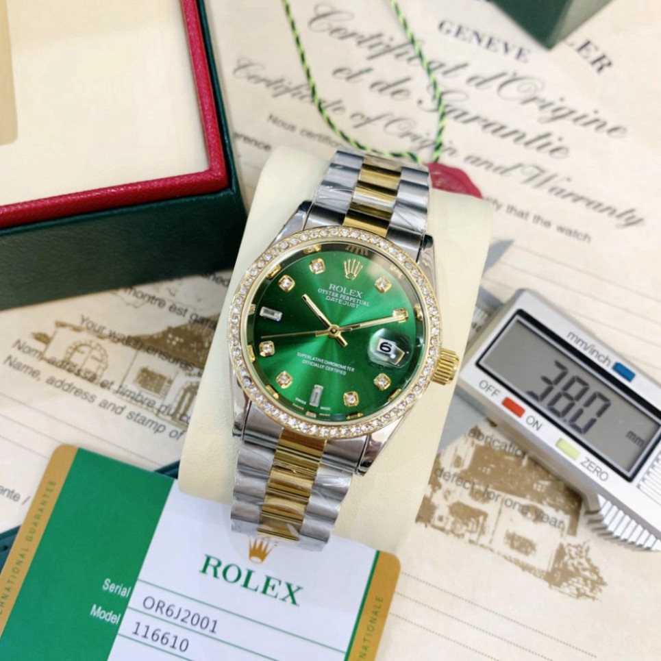 Đồng hồ nam Rolex - viền đá dây kim loại chống nước bảo hành 24 thnags