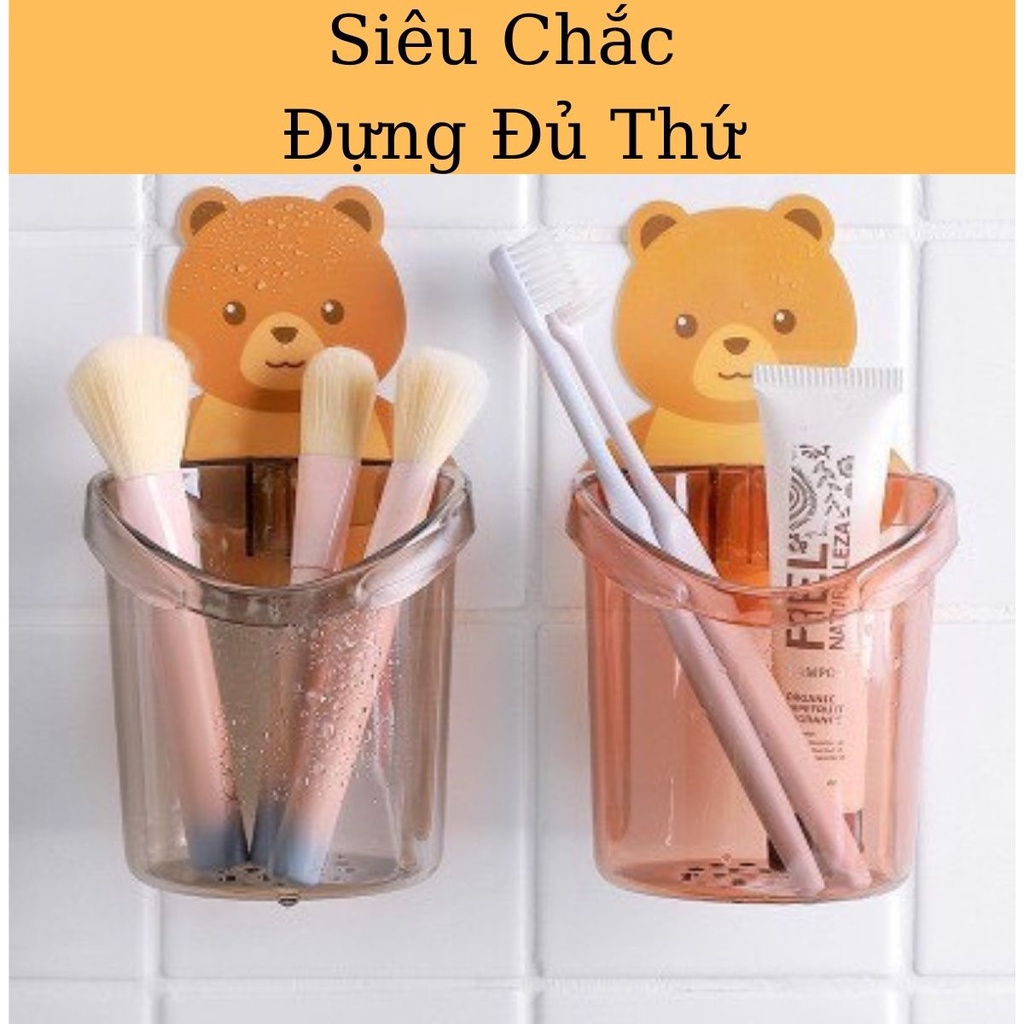 Cốc Gấu Dán Tường Đựng Bàn Chải Đánh Răng Hộp Kệ Đựng Kem Đánh Răng