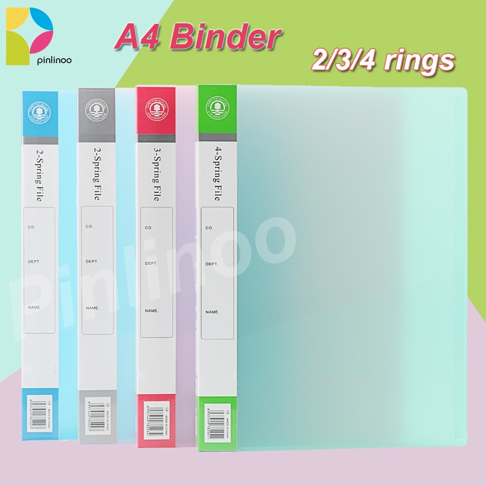 Pinlinoo A4 Binder File Folder 2 / 3 / 4rings Album Ảnh Trong Suốt Tay Màu Kẹo Rời Lá Sắp Xếp Lưu Tr