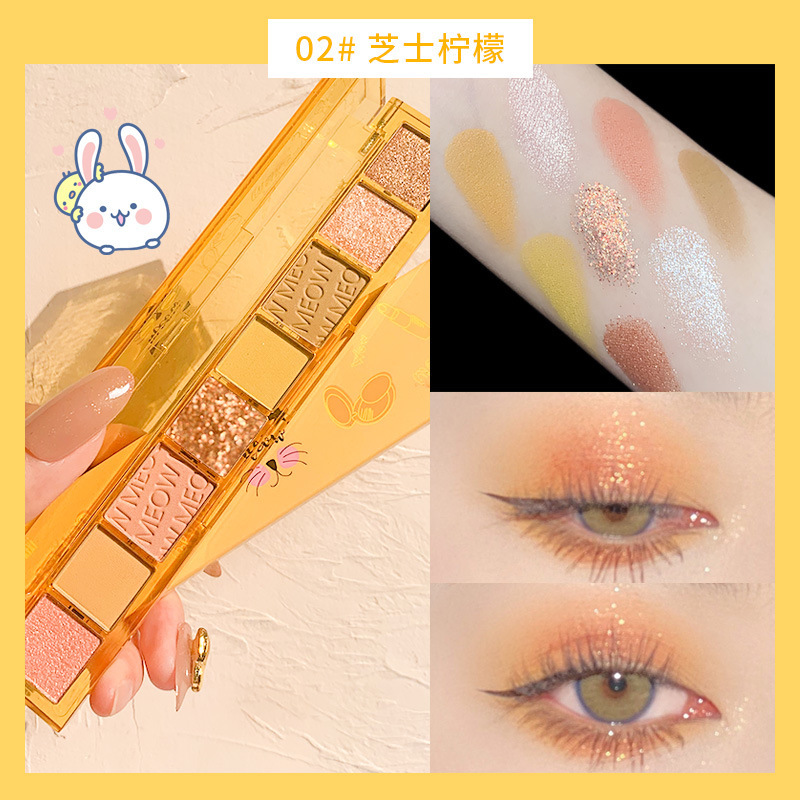 Bảng phấn mắt XIXI 8 ô màu tông cam nâu tím Meow Eyeshadow xinh xắn