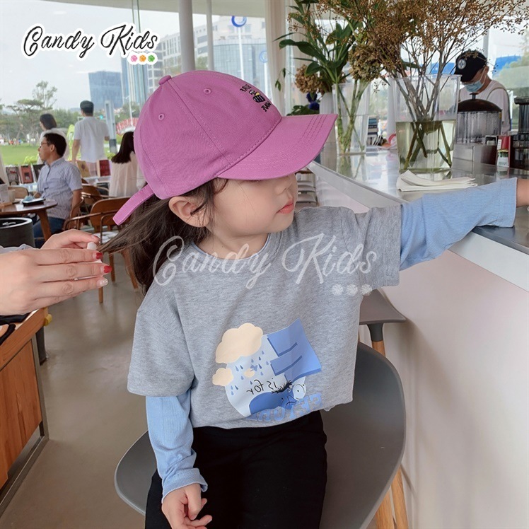 Áo Thun Tay Dài Giả Hai Lớp Chất Liệu Cotton Cho Bé 2-8 Tuổi