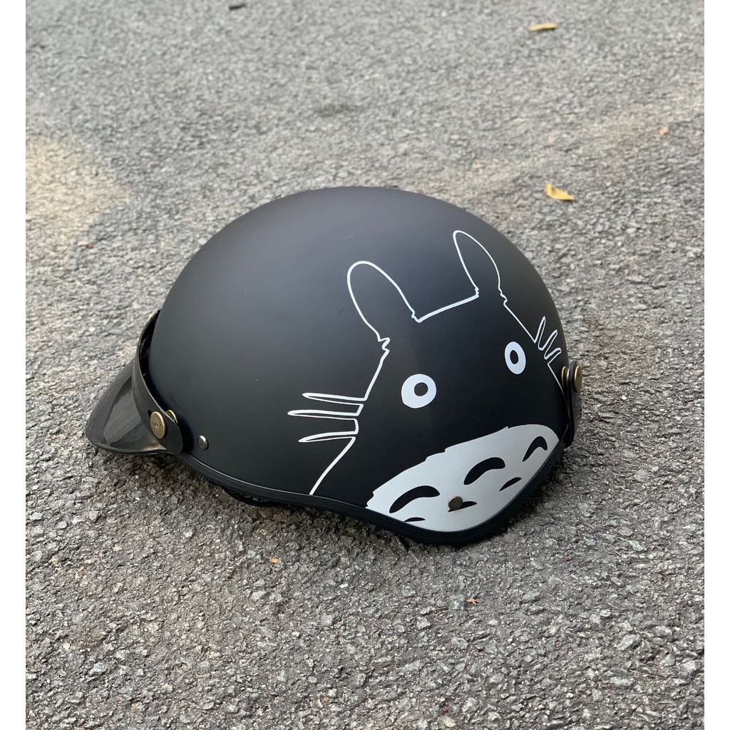 Mũ bảo hiểm nửa đầu - Totoro mèo béo đen - mũ lồng ép cao cấp