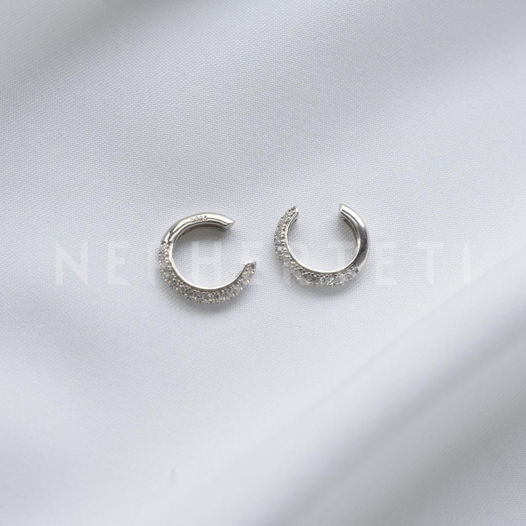 Khuyên tai bạc 925 - Khoen kẹp vành tai đính đá   - Nepherteti