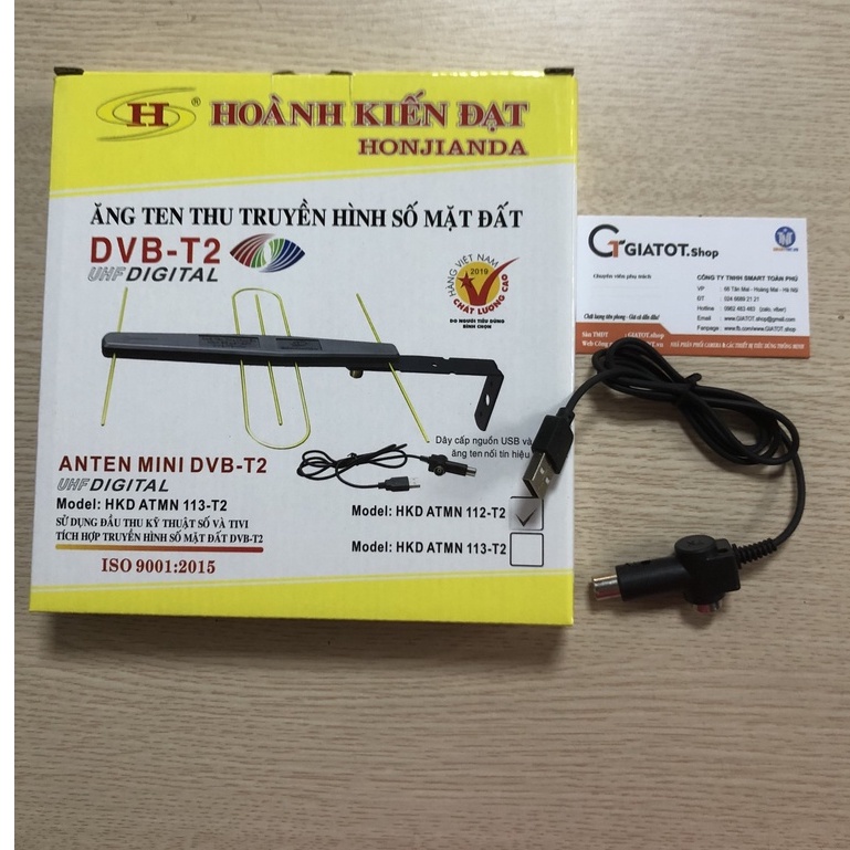 Anten thu sóng DVB T2 có mạch khuếch đại Hoành Kiến Đạt tặng cáp nguồn