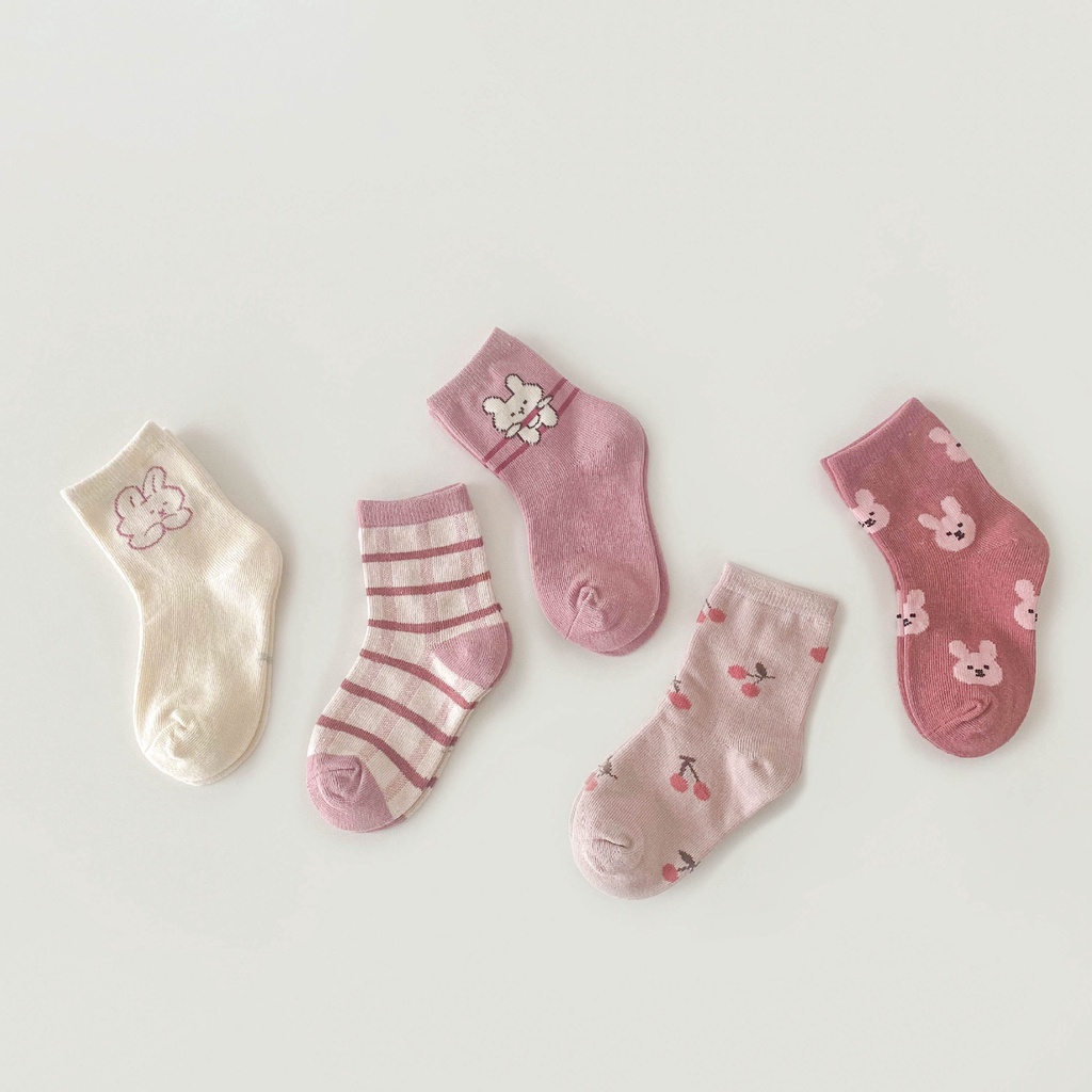 Bộ 5 Đôi Tất Thời Trang Mùa Thu 2022 Dành Cho Bé Pine232