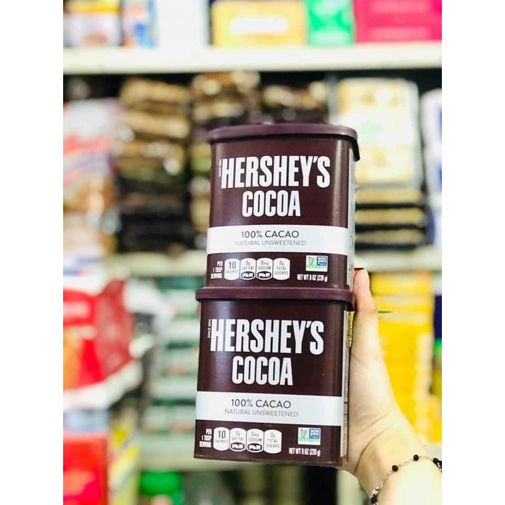 BỘT CACAO HÒA TAN TỰ NHIÊN KHÔNG ĐƯỜNG HERSHEY'S COCOA 226G CHÍNH HÃNG - 10284