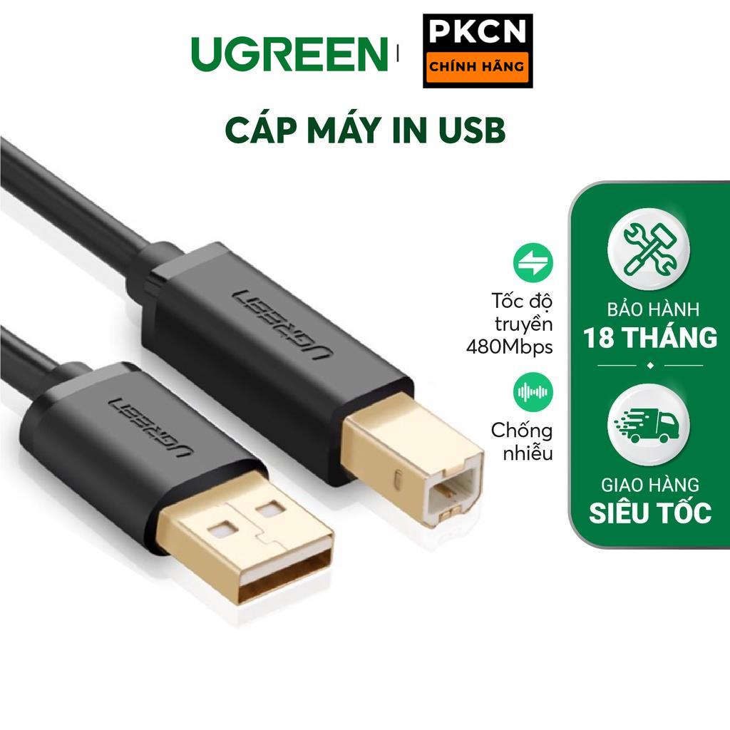 Dây máy in USB 2.0 chuẩn A đực sang chuẩn B đực độ dài từ 1-5m UGREEN US135 PKCNH