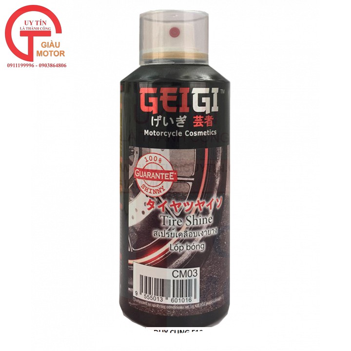 HB - Chai xịt bóng dưỡng lốp xe Geigi - CM03 (Hàng nhập Malaysia)