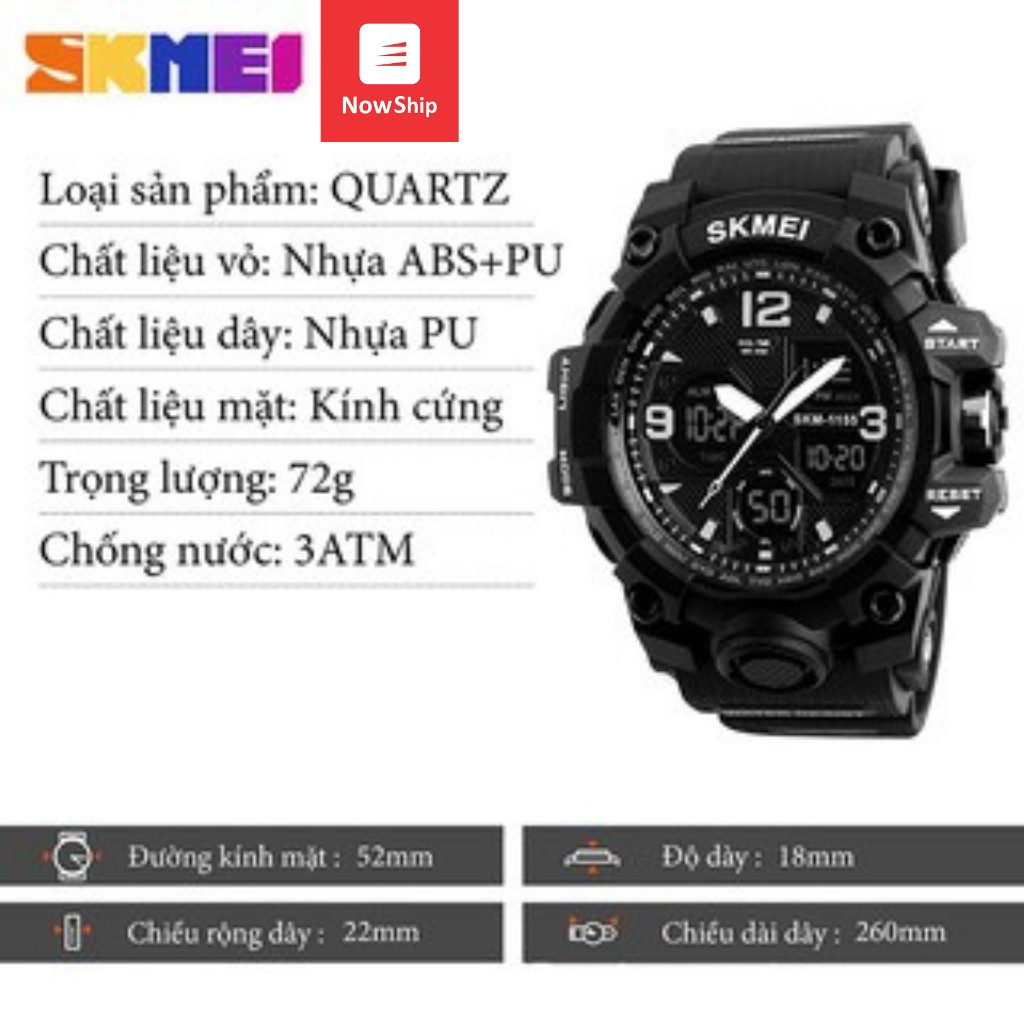 Đồng hồ nam SKMEI 1155B điện tử thể thao chính hãng đa chức năng siêu bền chống nước | BigBuy360 - bigbuy360.vn