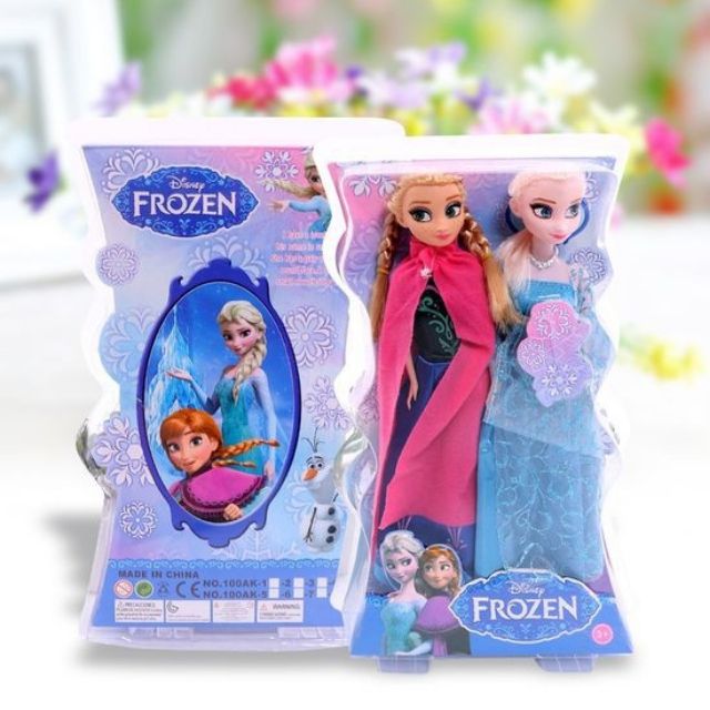 Hộp 2 búp bê Frozen của Disney. Búp bê có khớp tay, chân, có mang giày. Cao 30cm