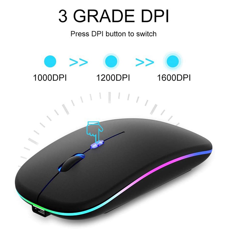 Chuột Quang Không Dây Bluetooth 5.1 2.4G Có Đèn LED Dùng Để Chơi Game