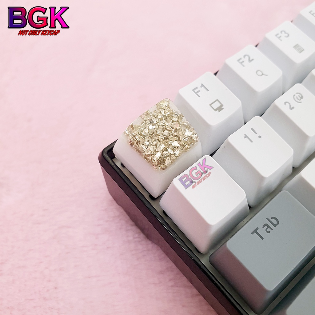 Keycap Lẻ Tinh Thể Bạc Silver Crystal Keycap SA profile ( keycap resin độc lạ )( Keycap Artisan )