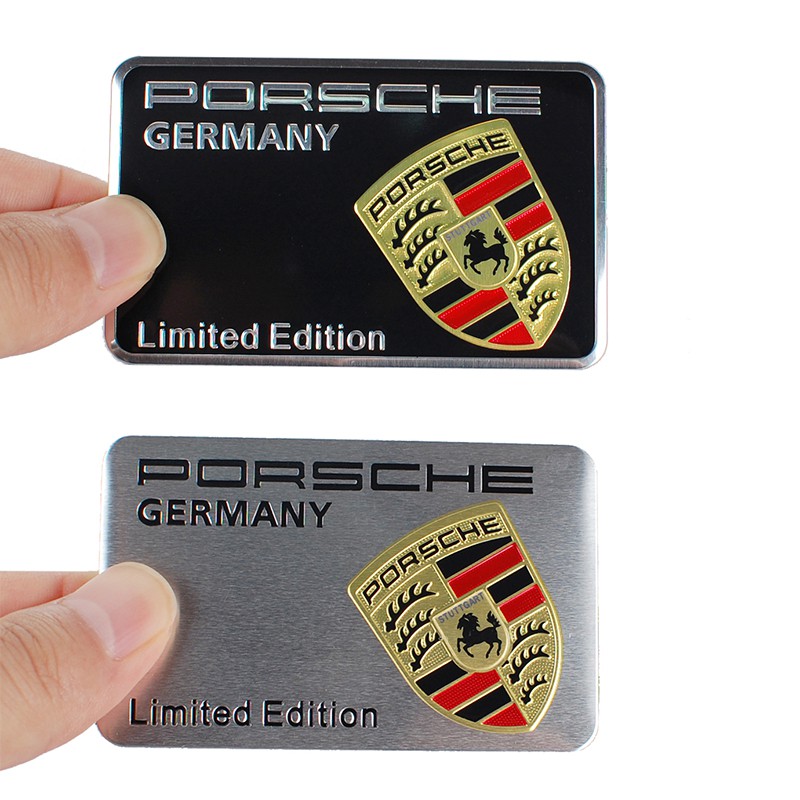 Miếng dán trang trí xe hơi hình Porsche 718 911 Taycan chất liệu hợp kim cao cấp