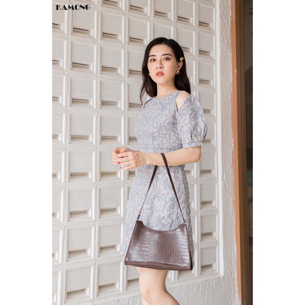 Đầm gấm khoét vai KAMONG D123 | BigBuy360 - bigbuy360.vn