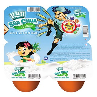 E - Lốc 4 Sữa Chua Ăn Kun Có Đường 75G