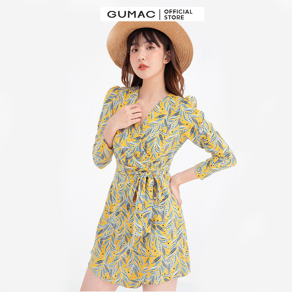 [Mã WABRG208 giảm 10% tối đa 50k đơn từ 250k] Jumpsuit xếp ly họa tiết hoa lá GUMAC DB625 | BigBuy360 - bigbuy360.vn