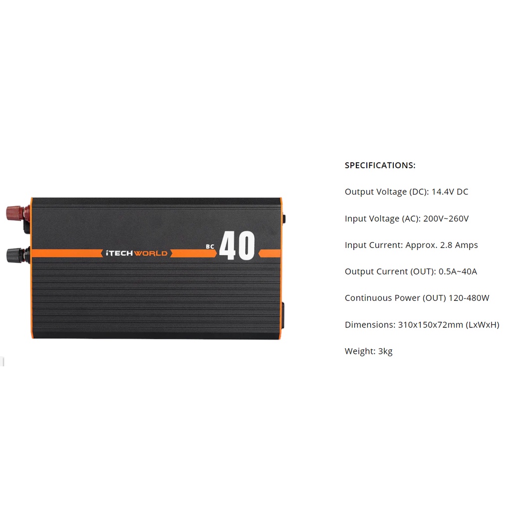 Sạc 12V-24V iTechworld BC40 40A  , thuật toán thông minh hàng -Australia
