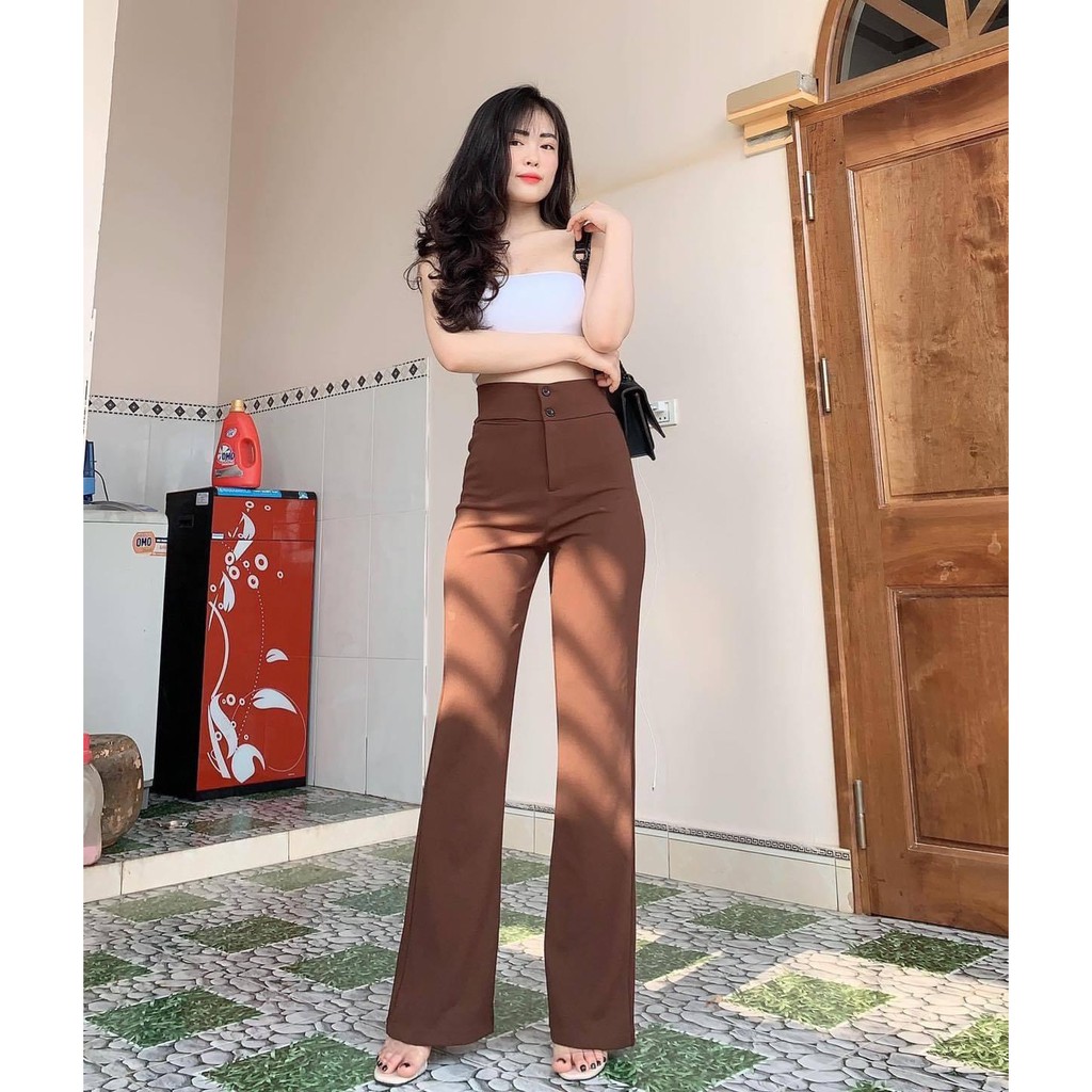 [ Hàng Cao Cấp Loại 1 + Ảnh Thật ] Quần Ống Loe Cạp Cao Vải Co Dãn Không Bai Không Xù YONI Clothings NA002 | BigBuy360 - bigbuy360.vn