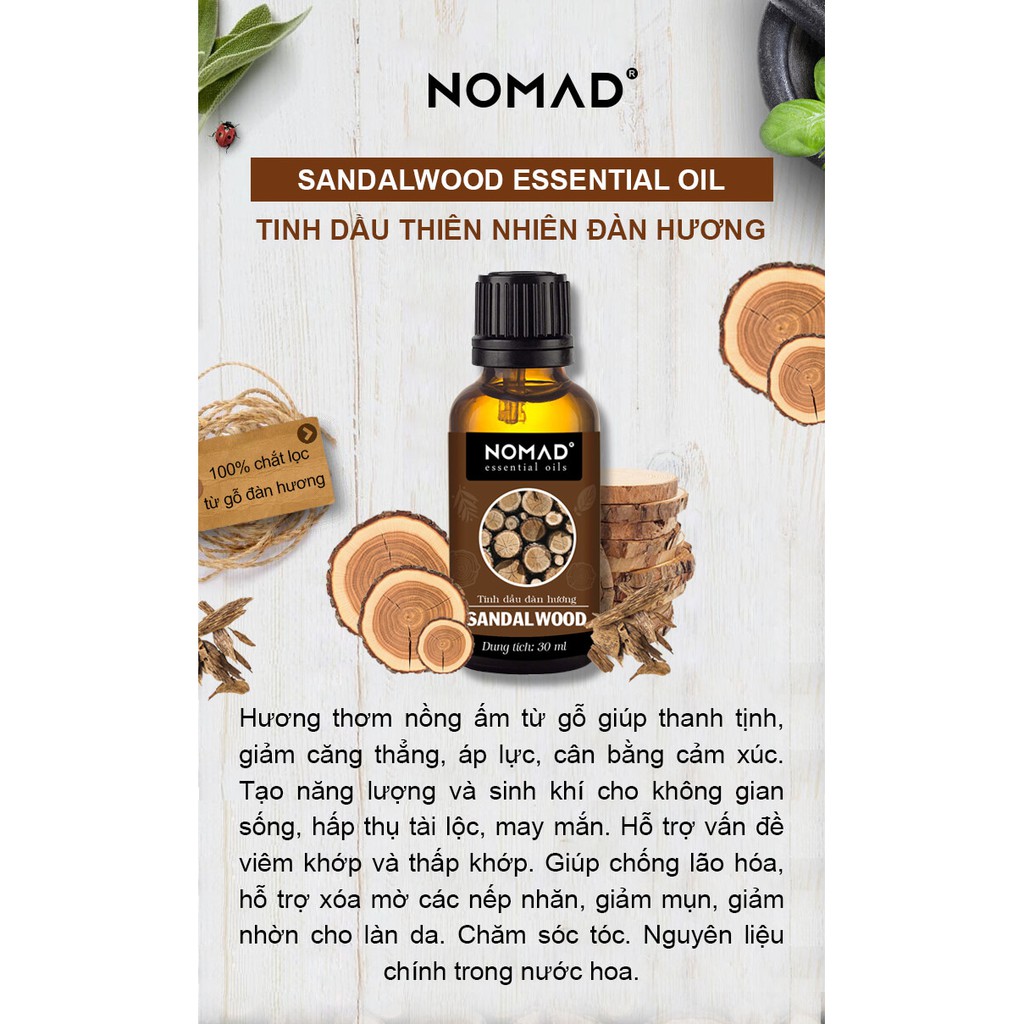 Tinh Dầu Thiên Nhiên Đàn Hương Nomad Sandalwood Essential Oil
