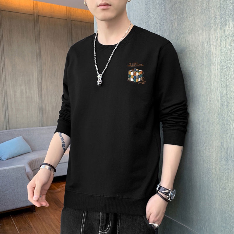 Áo Thun Nam Dài Tay Cổ Tròn In Hoạ Tiết