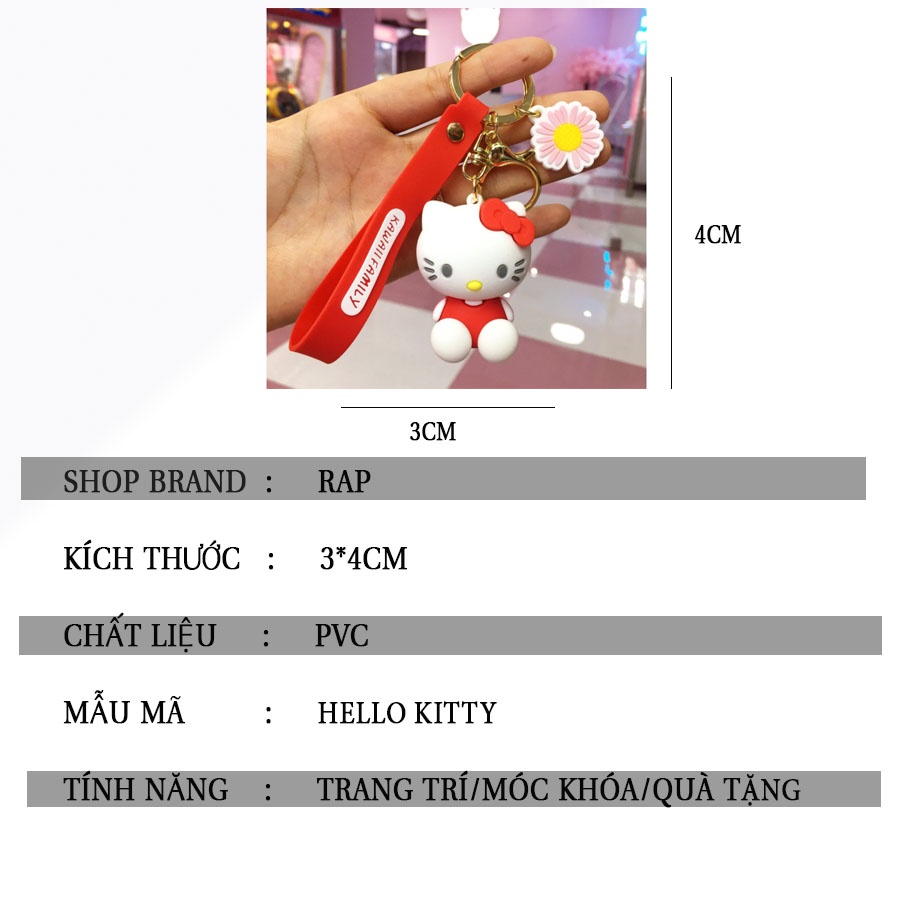 Móc khóa, móc túi Mèo Hello Kitty cute dễ thương nhiều màu dùng làm quà tặng, dây treo balo, túi xách, ví cầm tay - Ráp